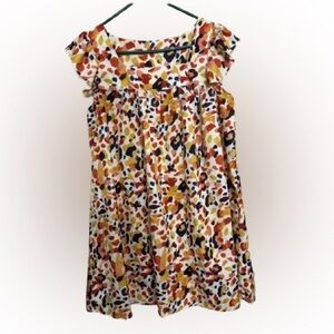 SHEIN Women’s Medium Multicolor Flutter Cap Sleeve Babydoll Dress Boho Summer